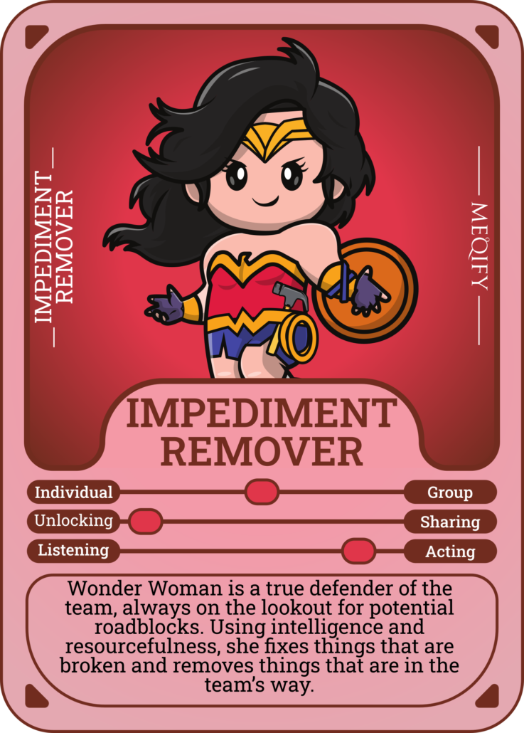Cartoon image of wonder woman representing an impediment remover
