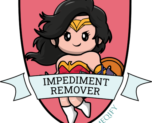 cartoon image of wonder woman as an impediment remover
